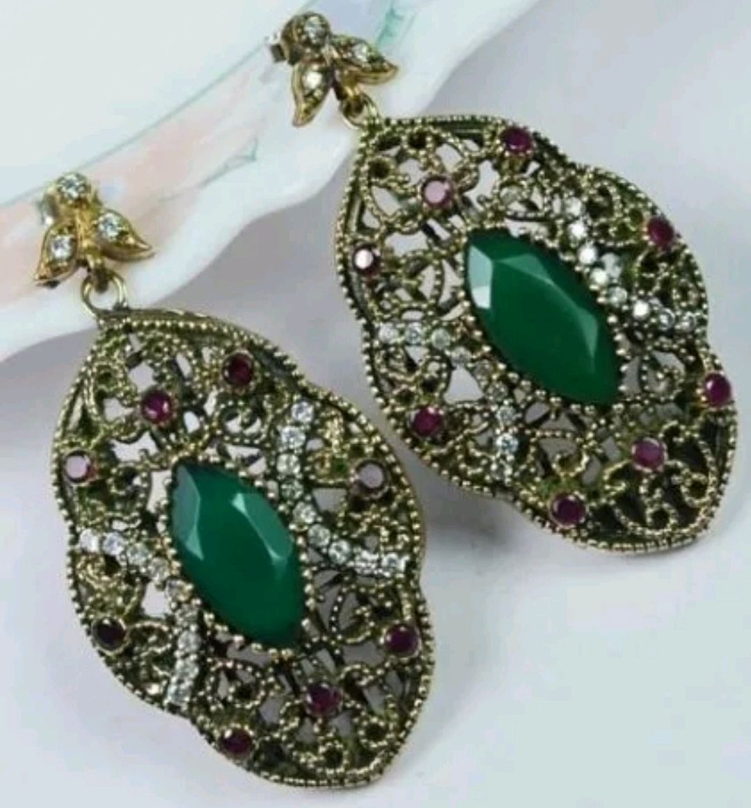 earrings 'Yoke' made of silver with chrysoprase ruby zircons, Earrings, Krasnodar,  Фото №1