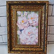 Картины и панно handmade. Livemaster - original item Impasto roses in oil in a baguette frame. Handmade.