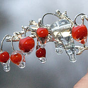 Украшения handmade. Livemaster - original item Winter berries brooch lampwork red berries in ice. Handmade.