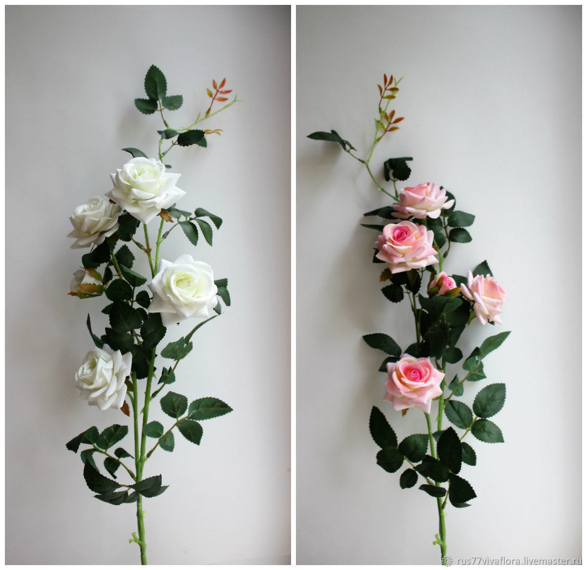 Ветка плетистой розы, 85 см, Цветы искусственные, Москва,  Фото №1