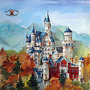 Картины и панно handmade. Livemaster - original item Paintings: watercolor painting castle Bavaria SWAN CASTLE. Handmade.