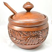 Посуда handmade. Livemaster - original item Sugar bowls: wooden carved sugar bowl with a spoon. Handmade.