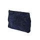 Blue suede cosmetic Bag - pocket on a flexible frame - Case - Purse. Beauticians. BagsByKaterinaKlestova (kklestova). Online shopping on My Livemaster.  Фото №2