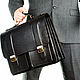 Men's leather briefcase Prestige black. Men\'s bag. Russian leather Guild. My Livemaster. Фото №6