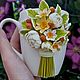 Кружка с декором из полимерной глины. Кружки и чашки. Alena_clayFlowers. Ярмарка Мастеров.  Фото №5