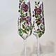Glasses 'Delicate Roses' with stained glass painting (Pair). Wine Glasses. vitrazhnaya-rospis (vitrazhnaya-rospis). My Livemaster. Фото №4