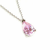 Украшения handmade. Livemaster - original item Drop pendant with zircon, pink pendant, drop pendant. Handmade.
