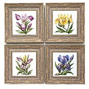 Картины и панно ручной работы. Ярмарка Мастеров - ручная работа Panels: Irises, set of 4 pcs. Handmade.