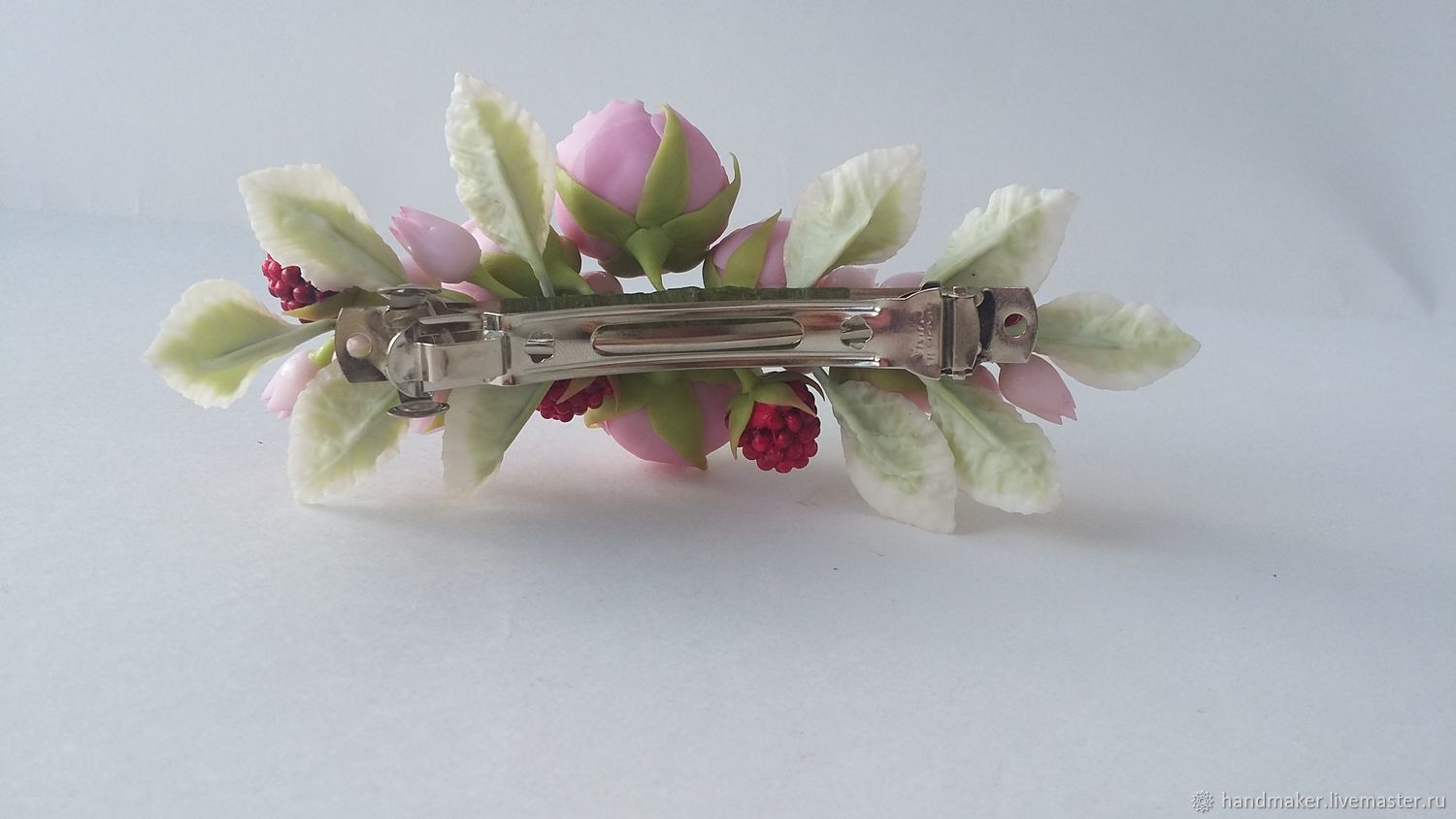 Заколка с пионами – заказать на Ярмарке Мастеров – M02N2RU | Заколки ...