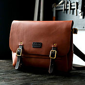 Сумки и аксессуары handmade. Livemaster - original item Men`s messenger bag (size S) brown, briefcase over the shoulder. Handmade.