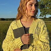 Одежда handmade. Livemaster - original item cardigans: Summer knitted cotton cardigan lemon boho eco style. Handmade.