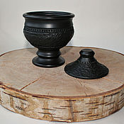 Посуда handmade. Livemaster - original item Salt shaker / sugar bowl with lid - black-flattened ceramic.. Handmade.