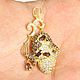 pendant-butterfly from 925 sterling silver with lemon gilt 24 carat gold, embellished with smoky Topaz and zircons
