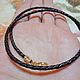 Order 2,5 mm braided cord choker leather brown with gold field 14k. marusjy. Livemaster. . Chokers Фото №3