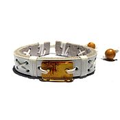 Украшения handmade. Livemaster - original item Leather bracelet with amber. Handmade.