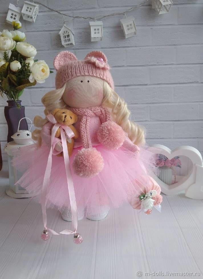 Интерьерная текстильная кукла мишка в розовом цвете, Интерьерная кукла, Саранск,  Фото №1
