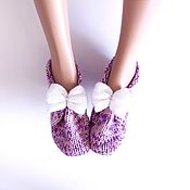 Аксессуары handmade. Livemaster - original item Knitted women`s orchid slippers, wool socks, sneakers. Handmade.