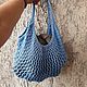 Order String Bag knitted beach bag, openwork bag ecology blue. FuxiList  knitting. Livemaster. . String bag Фото №3