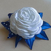 Работы для детей, handmade. Livemaster - original item White-blue clip-rose school. Handmade.