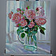 Order Painting 'Still life with pink roses' oil on canvas 50h60 cm. vestnikova. Livemaster. . Pictures Фото №3