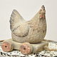Chicken laying hen on wheels Country Provence Vintage. Figurines. Decor concrete Azov Garden. My Livemaster. Фото №6
