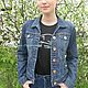 Джинсовка"Чеширский кот"с ручной росписью. Куртки. Ирина (dneproart). Ярмарка Мастеров.  Фото №5