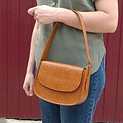 Женская сумка из натуральной кожи.Модель "Николь" оранжевый