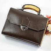 Сумки и аксессуары handmade. Livemaster - original item Elin-Brown handbag with wood, women`s leather bag. Handmade.