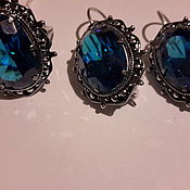 Винтаж handmade. Livemaster - original item Silver: Sapphire ring EARRINGS SET, large, new.. Handmade.