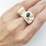 Украшения handmade. Livemaster - original item Gaudi sapphire ring, mammoth Tusk. Handmade.