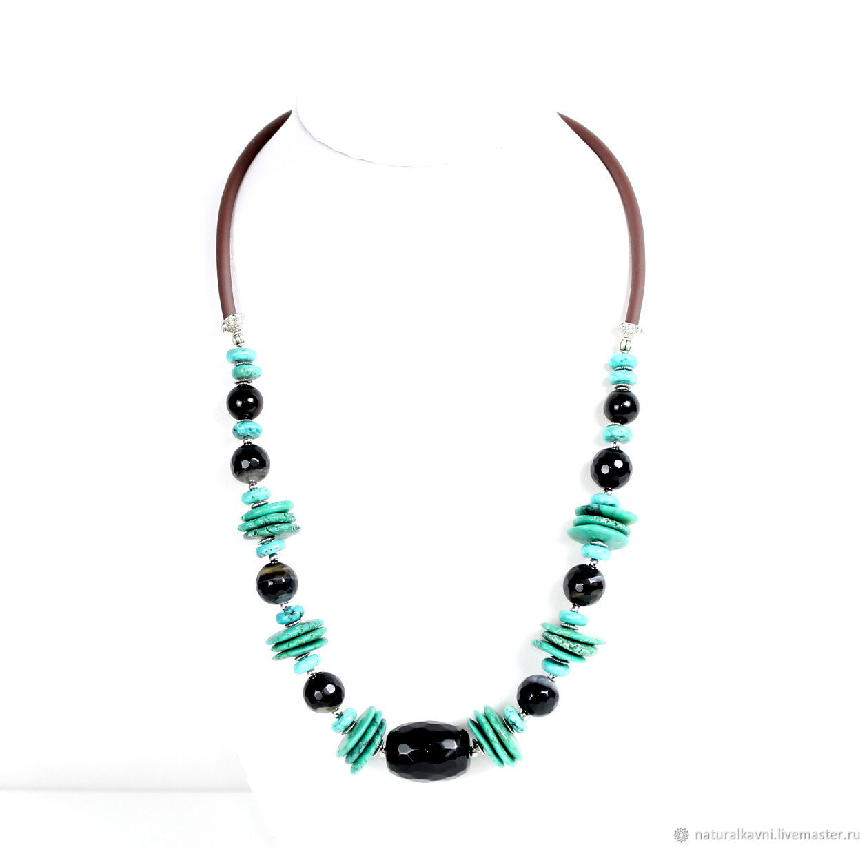 Necklace made of natural agate, Turkmenia and turquoise, Necklace, Moscow,  Фото №1