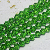 Материалы для творчества handmade. Livemaster - original item Biconuses 4 mm 45 pcs on a string Green rainbow. Handmade.