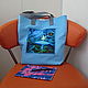Blue Beach Bag Shopper Forest Motif Ballerina Shoulder Bag Tote. Beach bag. mechty-o-lete. My Livemaster. Фото №6