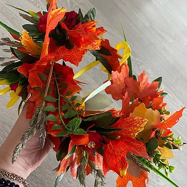 Товары для свадьбы ручной работы. Ярмарка Мастеров - ручная работа Осенний венок  "Пышный клен и травы". Handmade.
