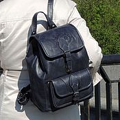Men's backpack: Backpack men's leather grey Jackie Mod R35-141