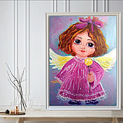 Картины и панно handmade. Livemaster - original item Angel with dandelion - oil painting. Handmade.