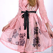 Одежда handmade. Livemaster - original item Transparent pink organza dress, floral wrap dress. Handmade.