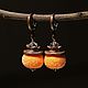 'Tangerine' earrings lampwork. Earrings. Mazarine_Blue_Jewelry. Online shopping on My Livemaster.  Фото №2