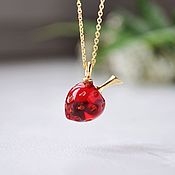 Украшения handmade. Livemaster - original item The pendant is a small Red strawberry on a gold-plated chain. Handmade.