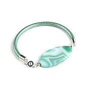 Украшения handmade. Livemaster - original item Leather bracelet with agate, handmade bracelet 