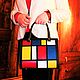 Order Leather handbag woman red yellow black blue  Squares Mondrian. Leather  Art  Phantasy. Livemaster. . Classic Bag Фото №3