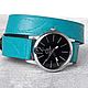 Wristwatch on Turquoise Genuine Leather Bracelet. Watches. Made In Rainbow. Online shopping on My Livemaster.  Фото №2