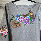 Одежда handmade. Livemaster - original item Women`s dress, for girls with squirrel and flowers hand-painted. Handmade.