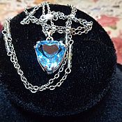 Украшения handmade. Livemaster - original item Blue Topaz pendant in a silver frame on a chain with rutile quartz. Handmade.