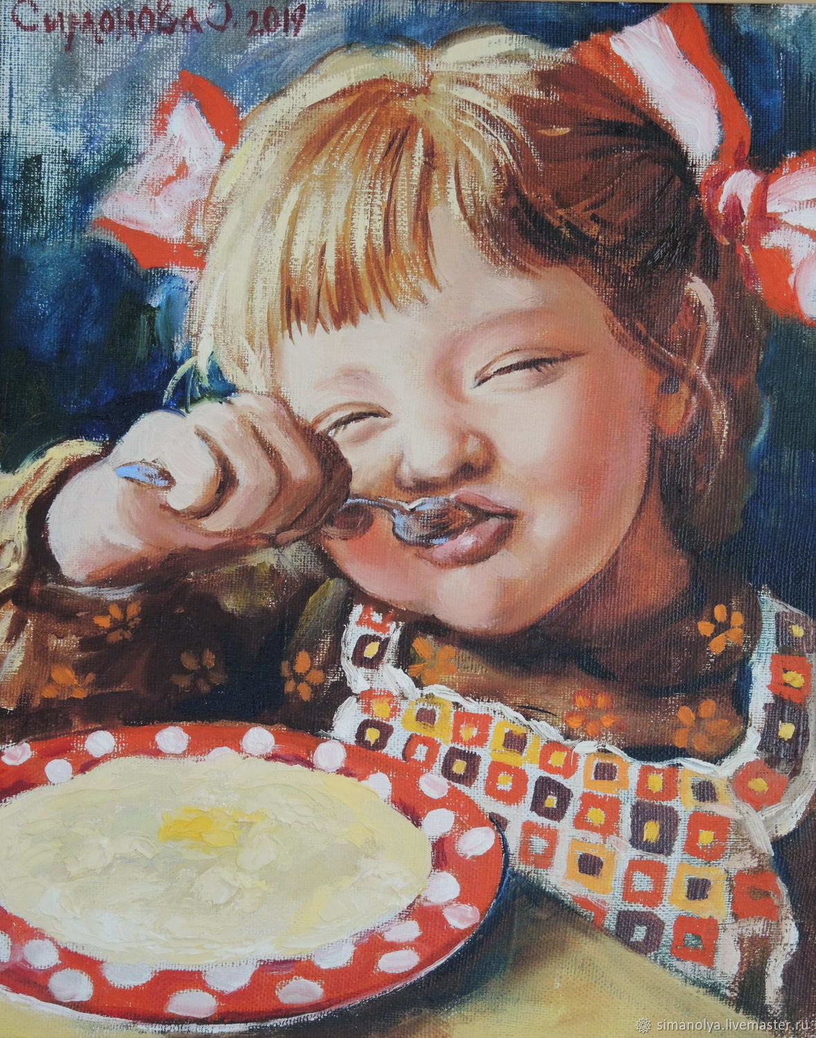 Дети едят масло. Вкусная картина. Дети в живописи.