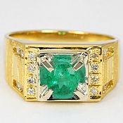 Estate Emerald and Diamond Ladies Ring 18K White gold Size 7