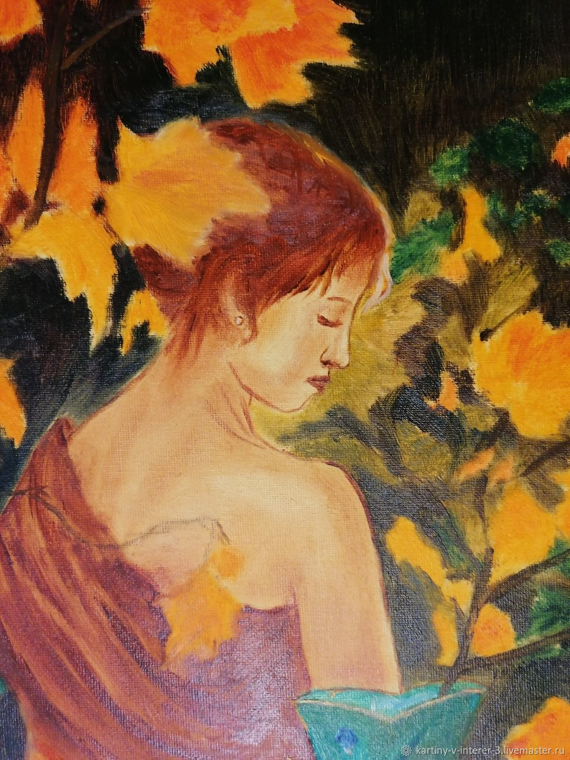 Картина девушка осень
