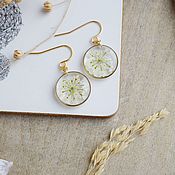 Earrings with a real fern in resin