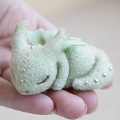 Сувениры и подарки handmade. Livemaster - original item Sleeping mint dragon, felt miniature. Handmade.