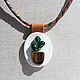 Pendant from the skin of the Cactus with tiger eye and malachite. Necklace. Shagree (Shagree). My Livemaster. Фото №6